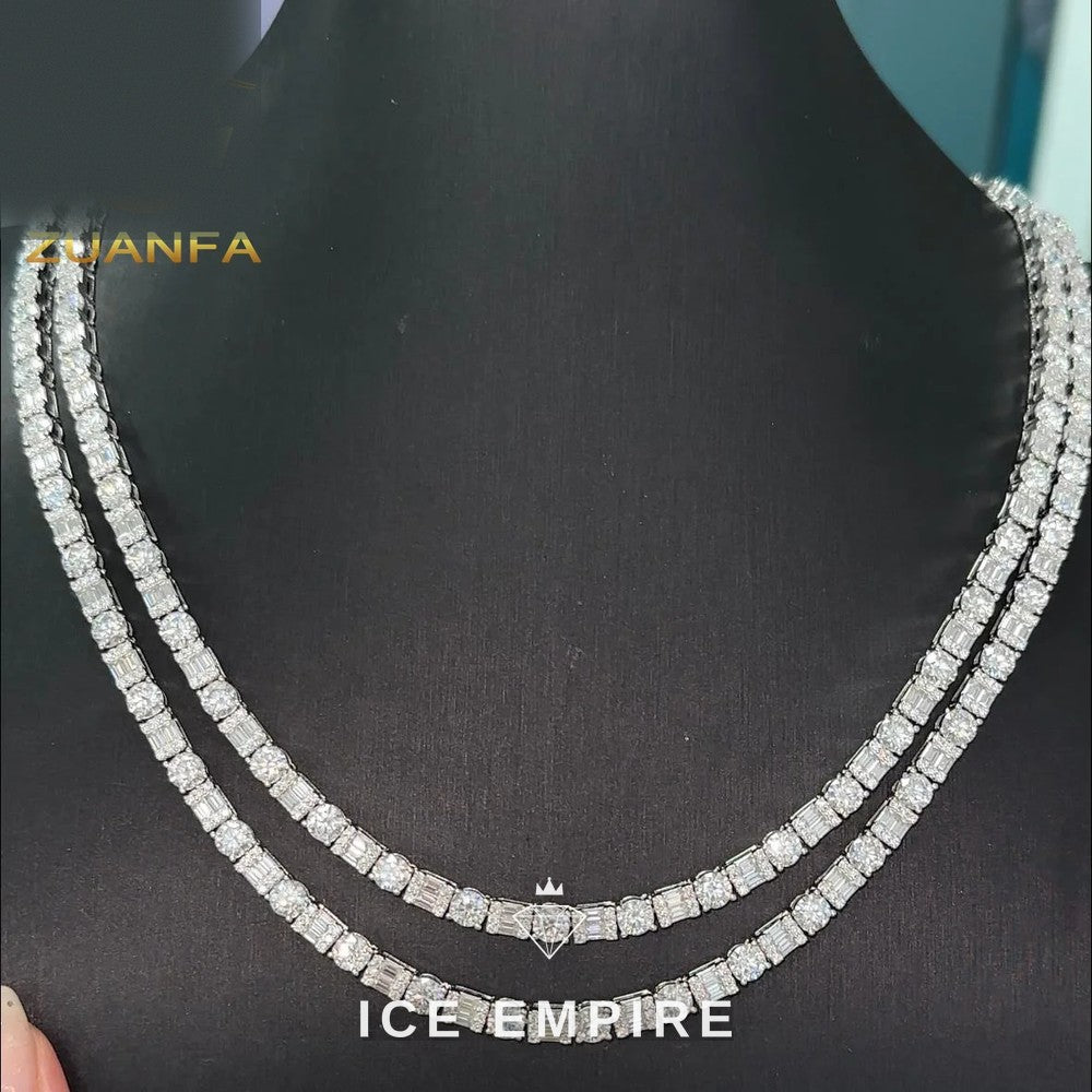 Iced Out 925 Silver Moissanite Tennis Chain