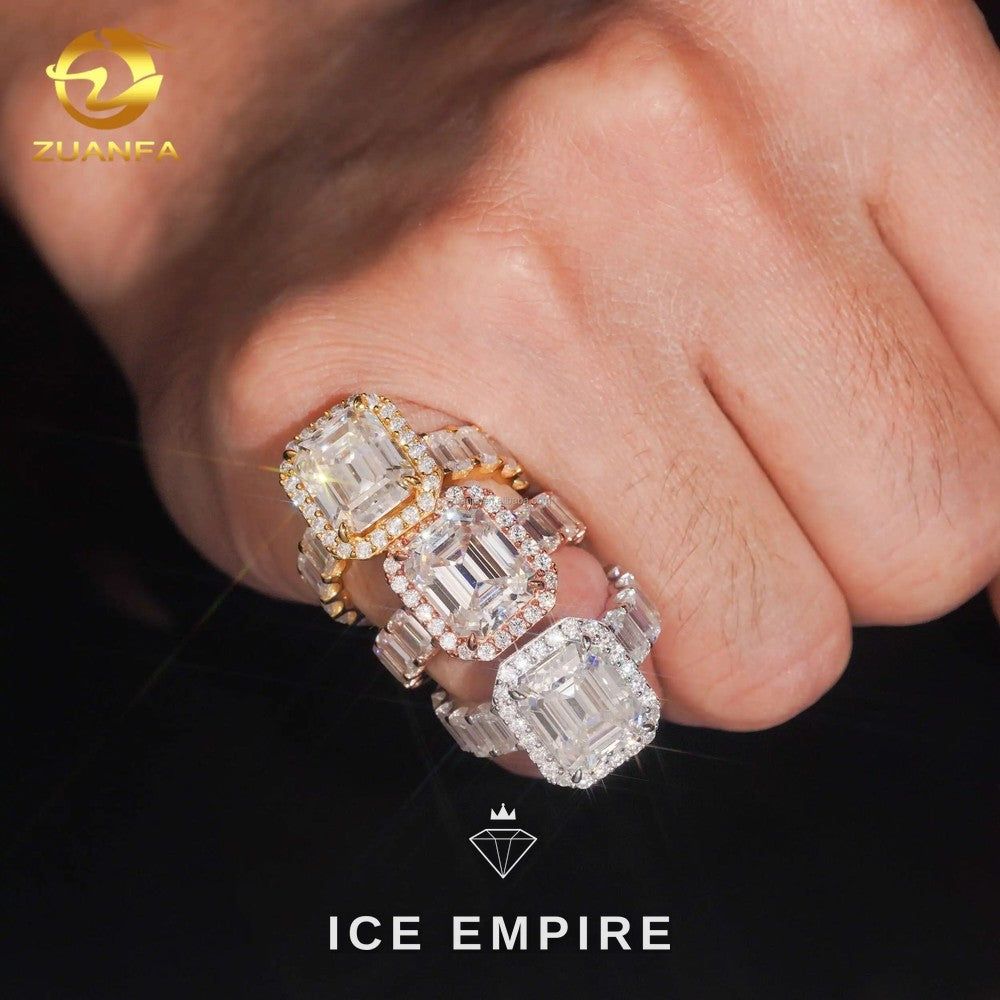 Iced Out 925 Silver Moissanite Engagement Ring