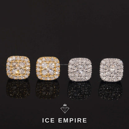 Iced Out Cluster Gold Plated Lab Grown Diamond Stud Earrings