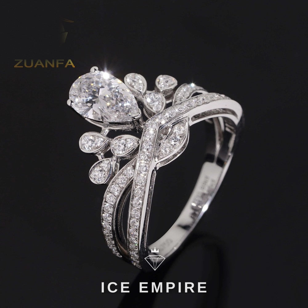 Iced Out Cluster 18K Gold Engagement Ring