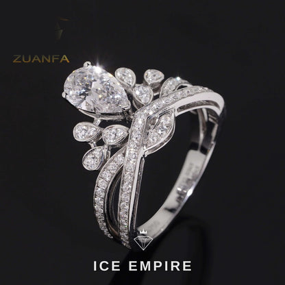 Iced Out Cluster 18K Gold Engagement Ring