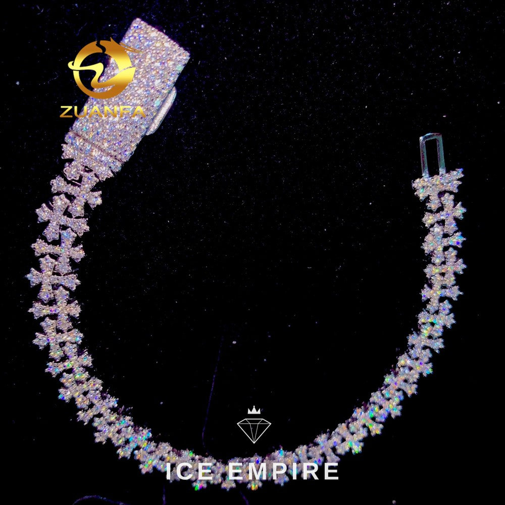 Iced Out Cross 925 Silver Moissanite Cuban Chain