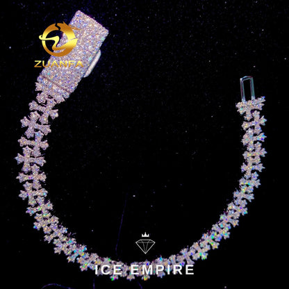 Iced Out Cross 925 Silver Moissanite Cuban Chain