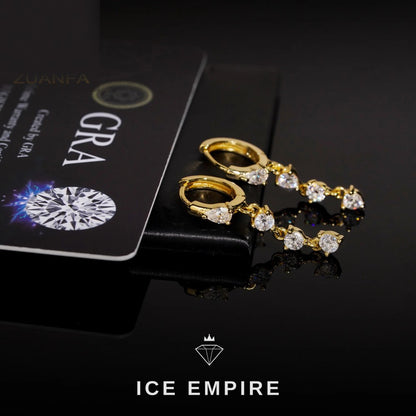 Iced Out 925 Silver Moissanite Hoop Earrings