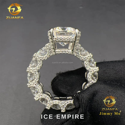 Iced Out 925 Silver Moissanite Engagement Ring