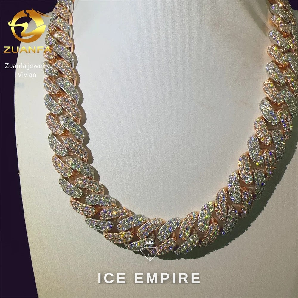 Iced Out Rose Gold Plated Moissanite Cuban Chain