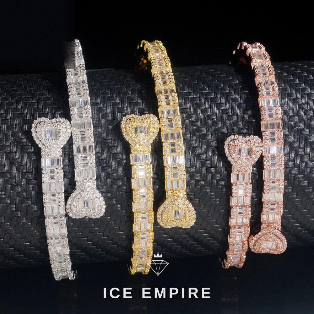 Iced Out Heart Rose Gold Plated Moissanite Bracelet