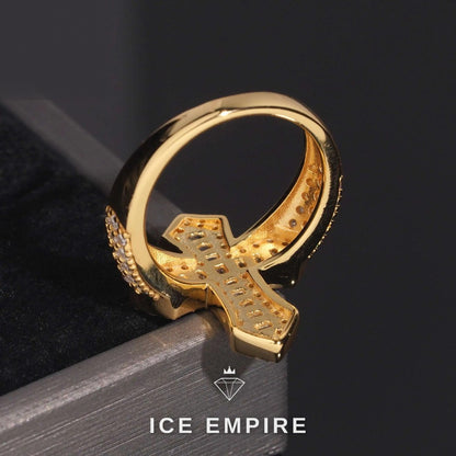 Iced Out Cross 925 Silver Moissanite Ring