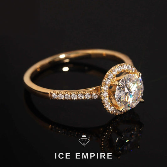 Iced Out 10K Gold Moissanite Engagement Ring