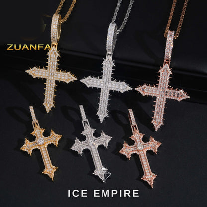 Iced Out Cross 925 Silver Pendant