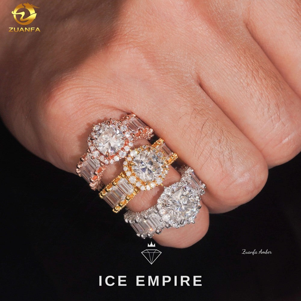 Iced Out 14K Gold Lab Grown Diamond Wedding Band