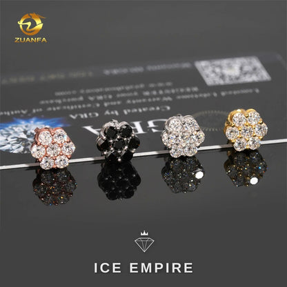 Iced Out Cluster Rose Gold Plated Moissanite Stud Earrings