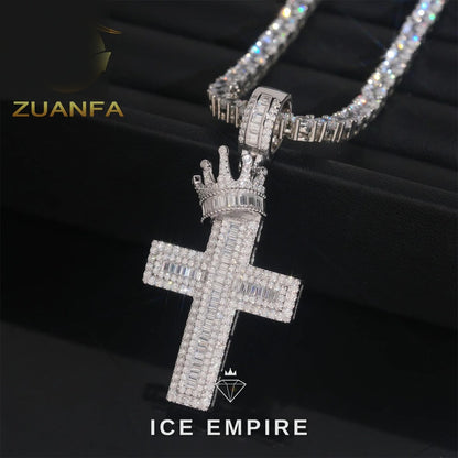 Iced Out Cross Rose Gold Plated Moissanite Pendant