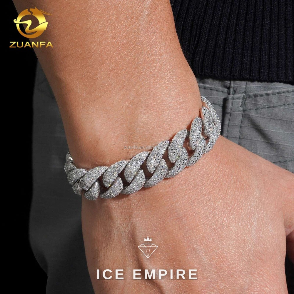 Iced Out 925 Silver Moissanite Cuban Chain