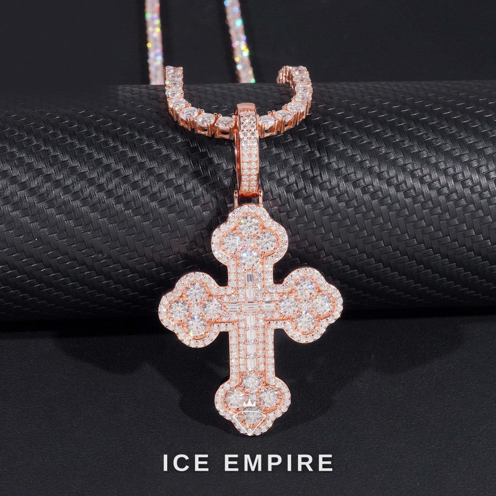 Iced Out Cross 925 Silver Pendant