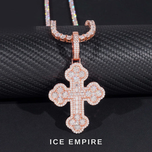 Iced Out Cross 925 Silver Pendant