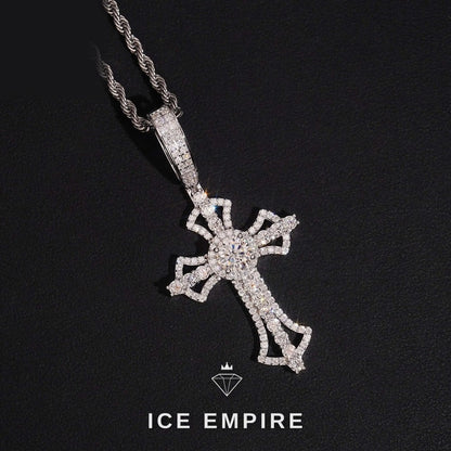 Iced Out Cross 925 Silver Moissanite Pendant