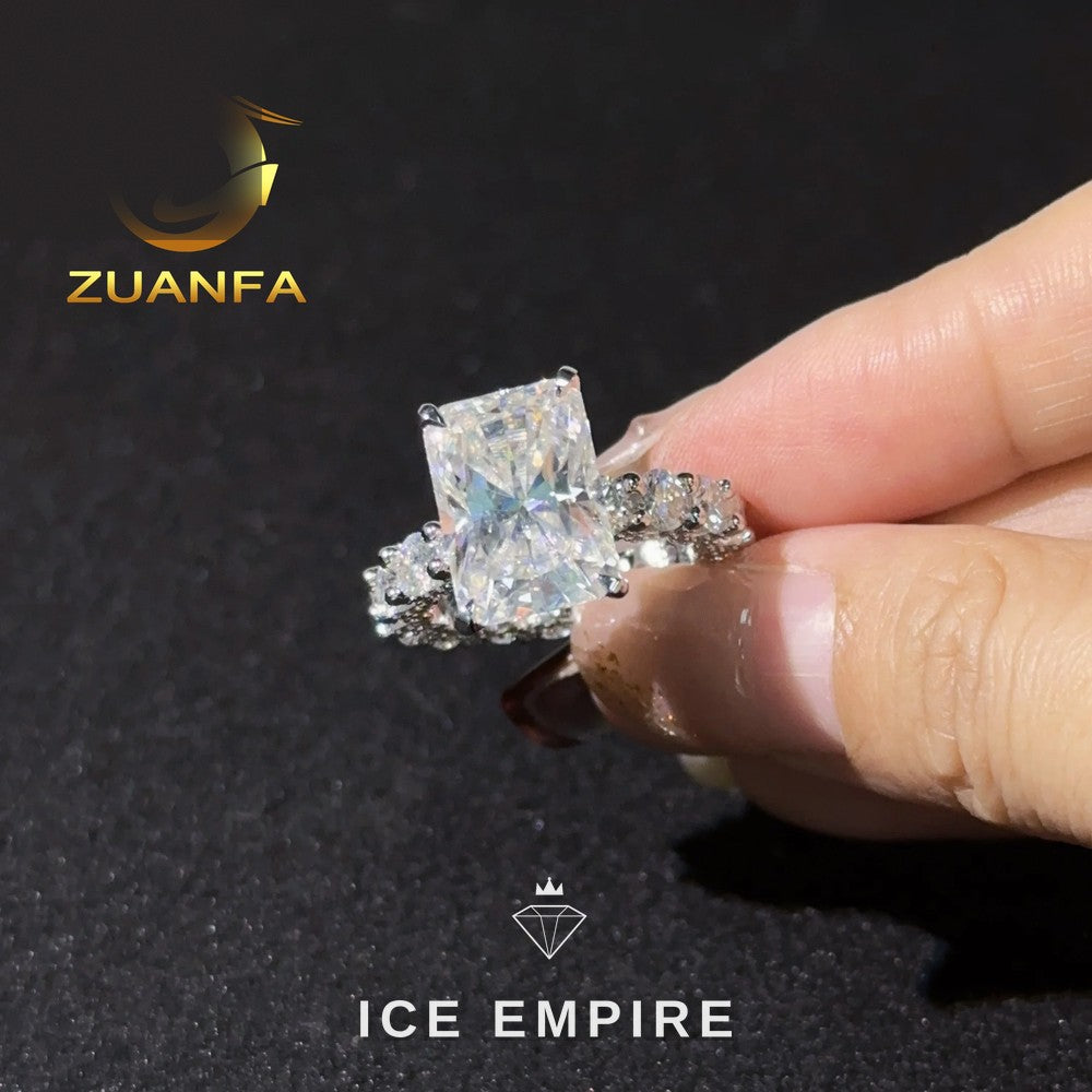 Iced Out 925 Silver Moissanite Wedding Band