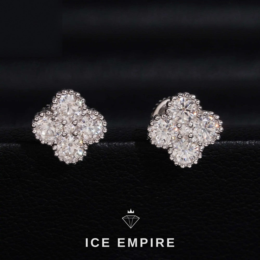 Iced Out 925 Silver Moissanite Stud Earrings