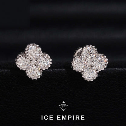 Iced Out 925 Silver Moissanite Stud Earrings