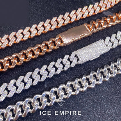 Iced Out Rose Gold Moissanite Cuban Chain