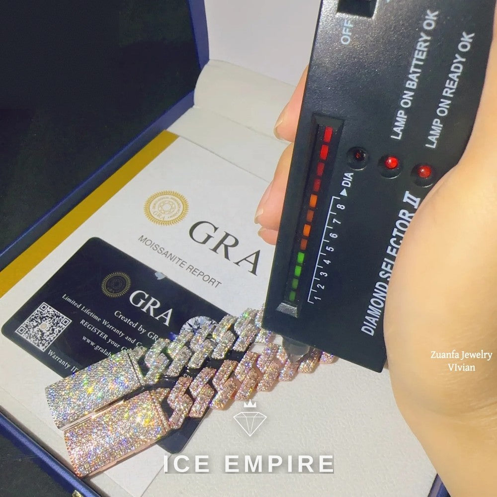 Iced Out 925 Silver Moissanite Cuban Chain