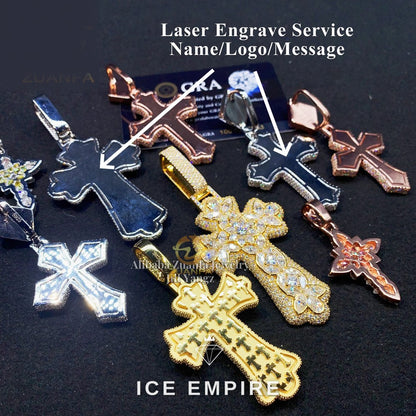 Iced Out Cross 925 Silver Moissanite Pendant