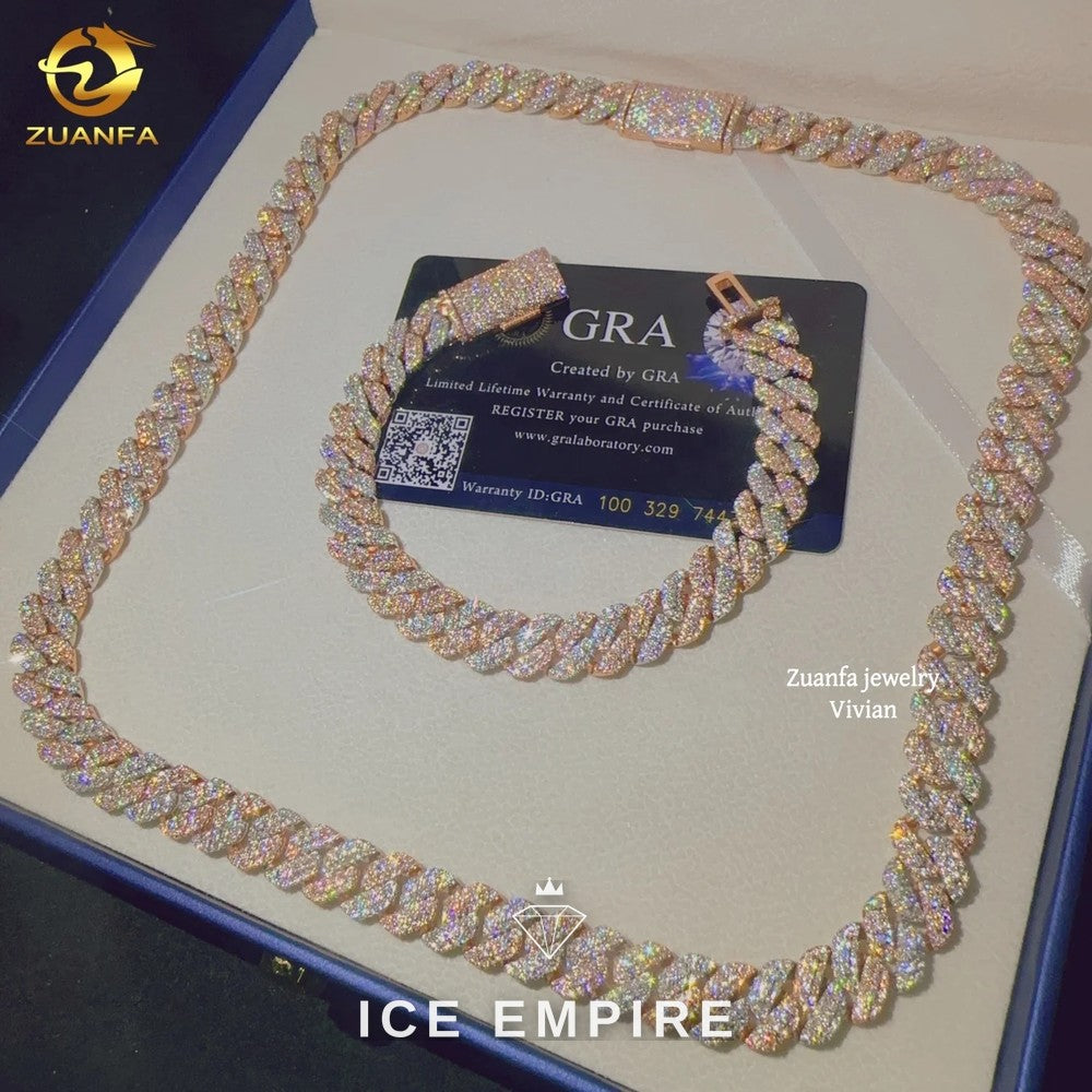 Iced Out Rose Gold Plated Moissanite Cuban Chain