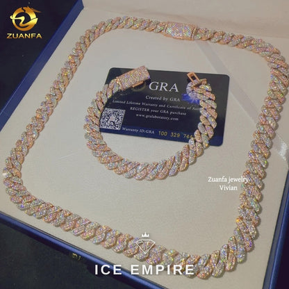 Iced Out Rose Gold Plated Moissanite Cuban Chain