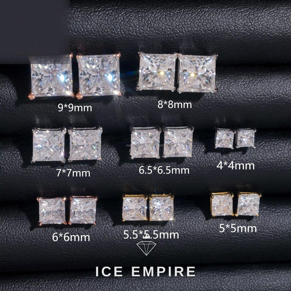 Iced Out Rose Gold Plated Moissanite Stud Earrings