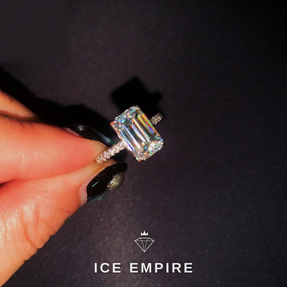 Iced Out Baguette 925 Silver Moissanite Engagement Ring