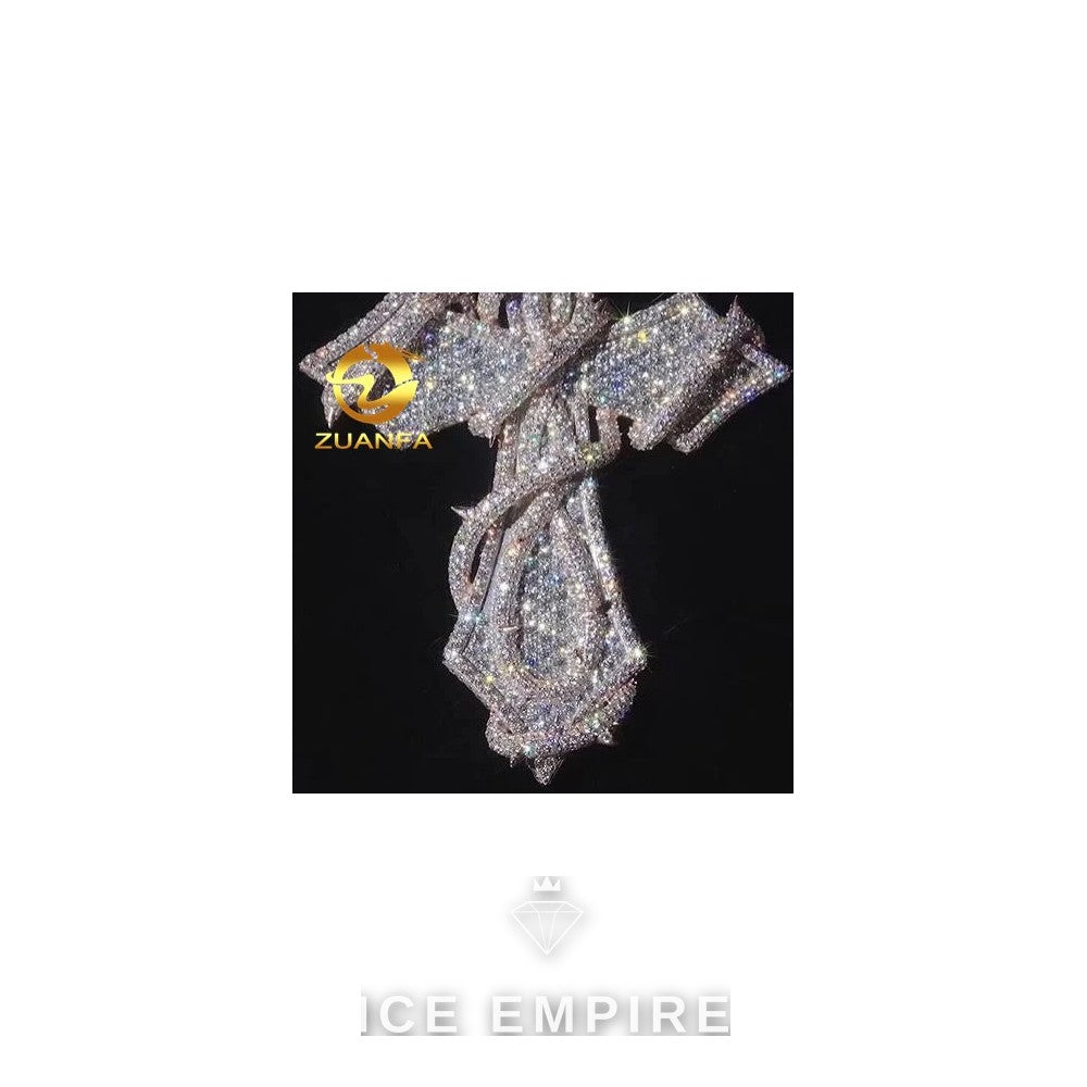 Iced Out Cross Rose Gold Plated Moissanite Pendant