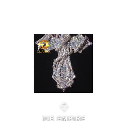 Iced Out Cross Rose Gold Plated Moissanite Pendant