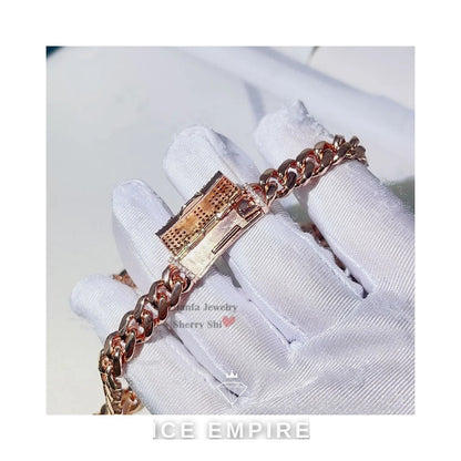 Iced Out Rose Gold Moissanite Cuban Chain