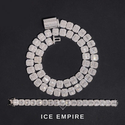 Iced Out Baguette Rose Gold Plated Moissanite Cuban Chain