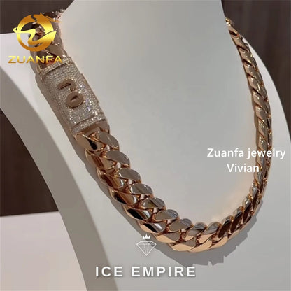 Iced Out Rose Gold Plated Moissanite Cuban Chain