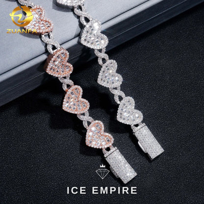 Iced Out Baguette Rose Gold Plated Moissanite Cuban Chain