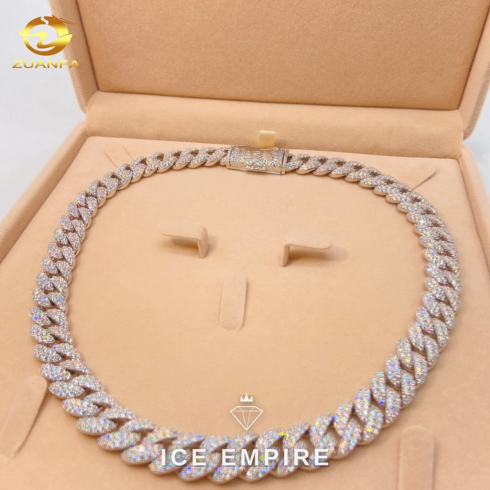 Iced Out Rose Gold Plated Moissanite Cuban Chain