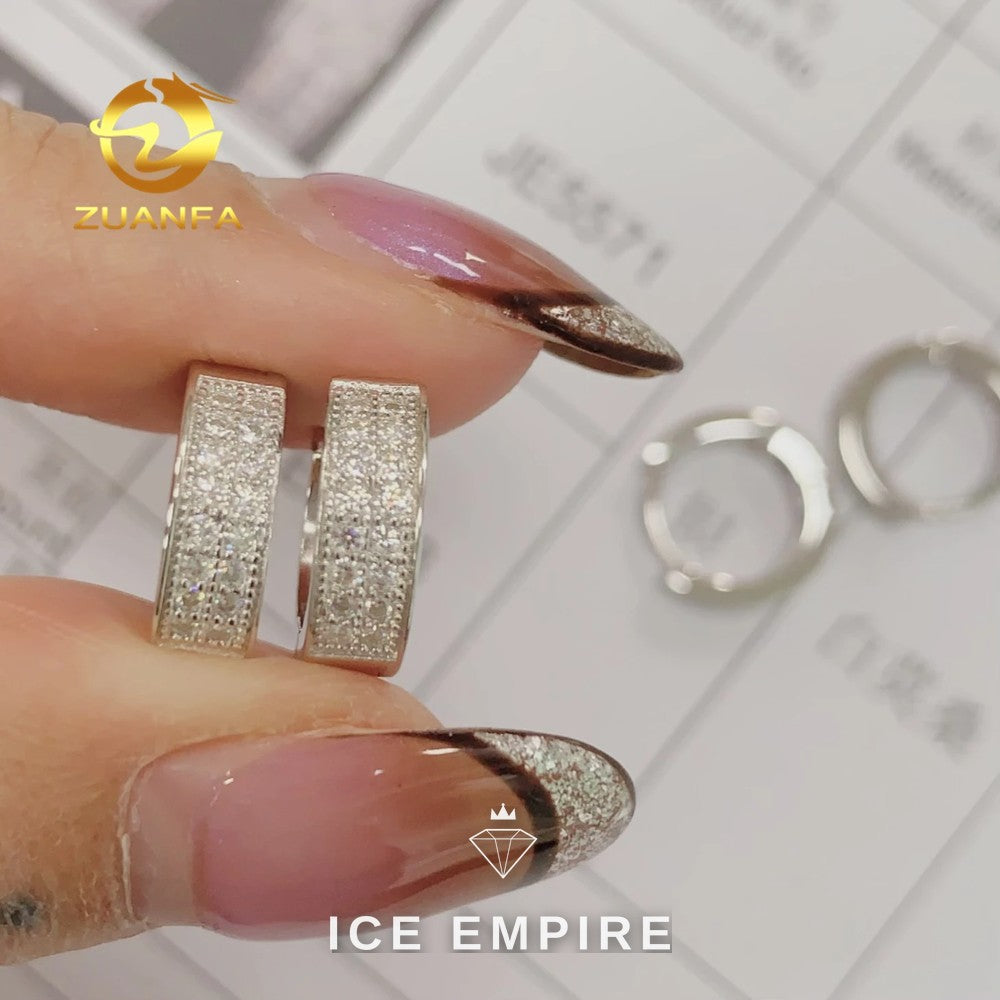 Iced Out Gold Plated Moissanite Hoop Earrings