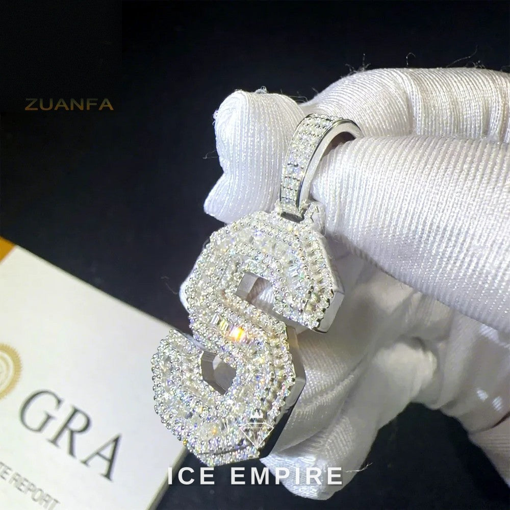 Iced Out Baguette Gold Plated Moissanite Pendant