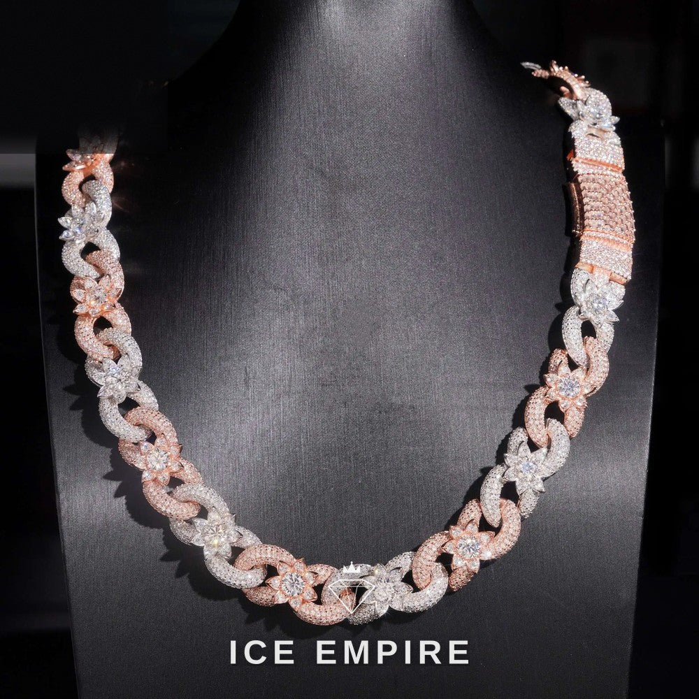 Iced Out Rose Gold Plated Moissanite Cuban Chain