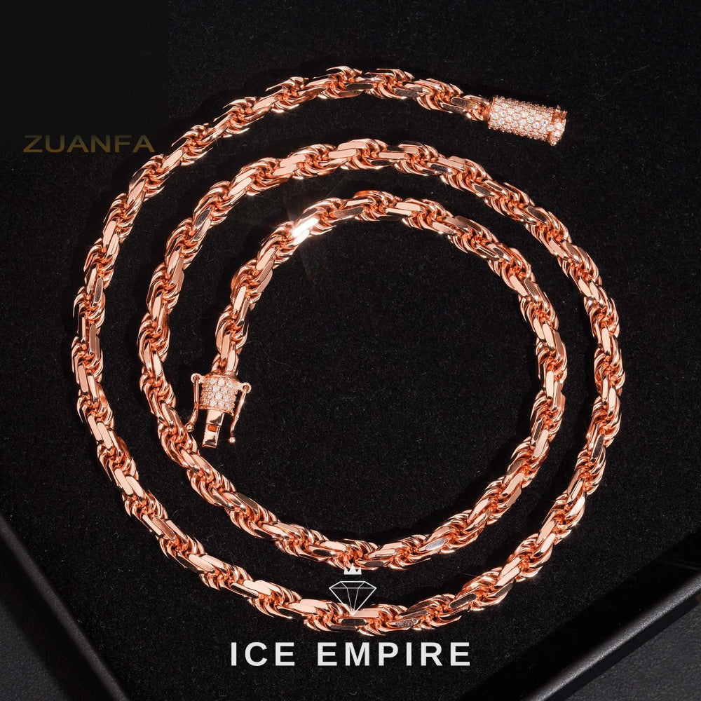 Iced Out Rose Gold Plated Moissanite Cuban Chain