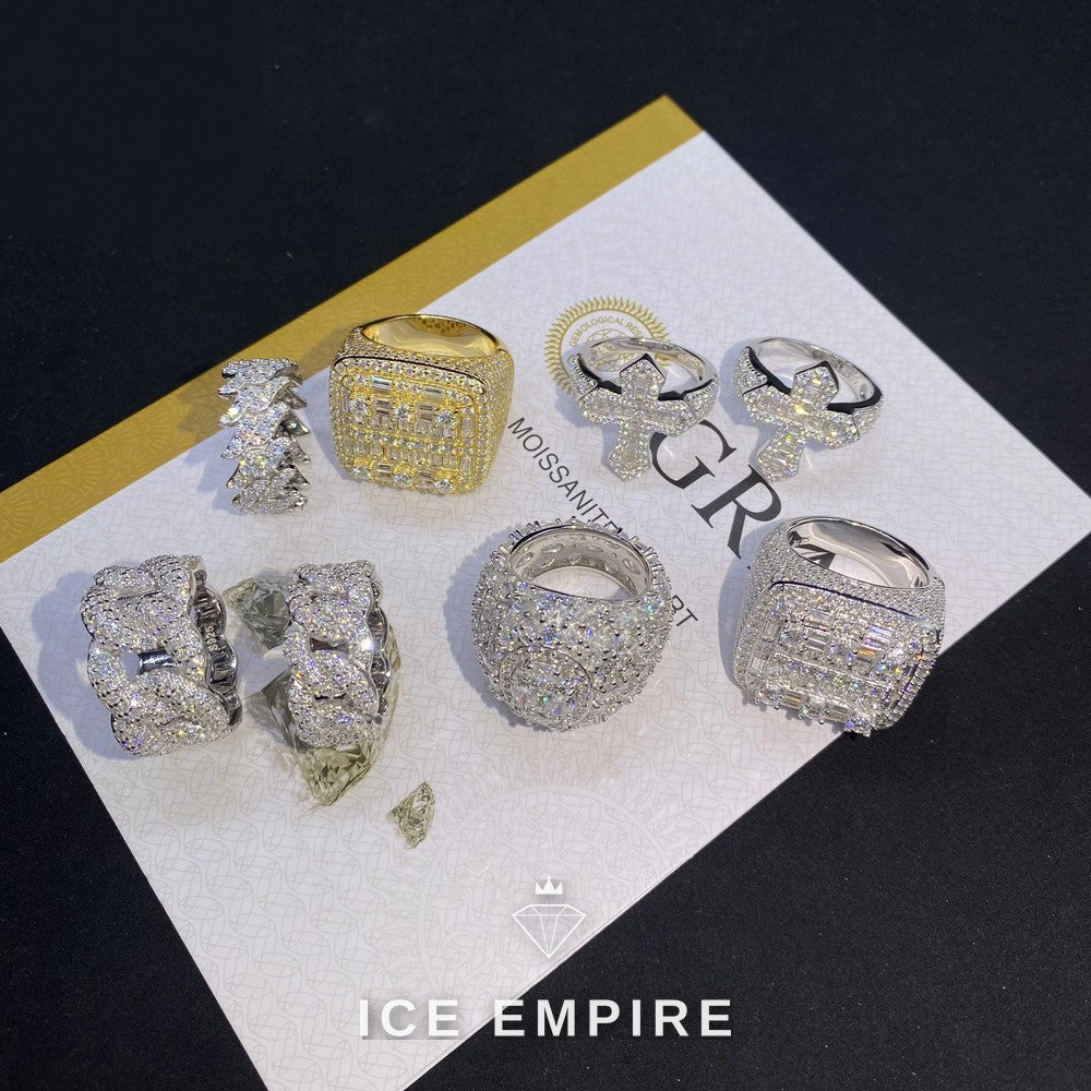 Iced Out Cross 925 Silver Moissanite Cuban Chain