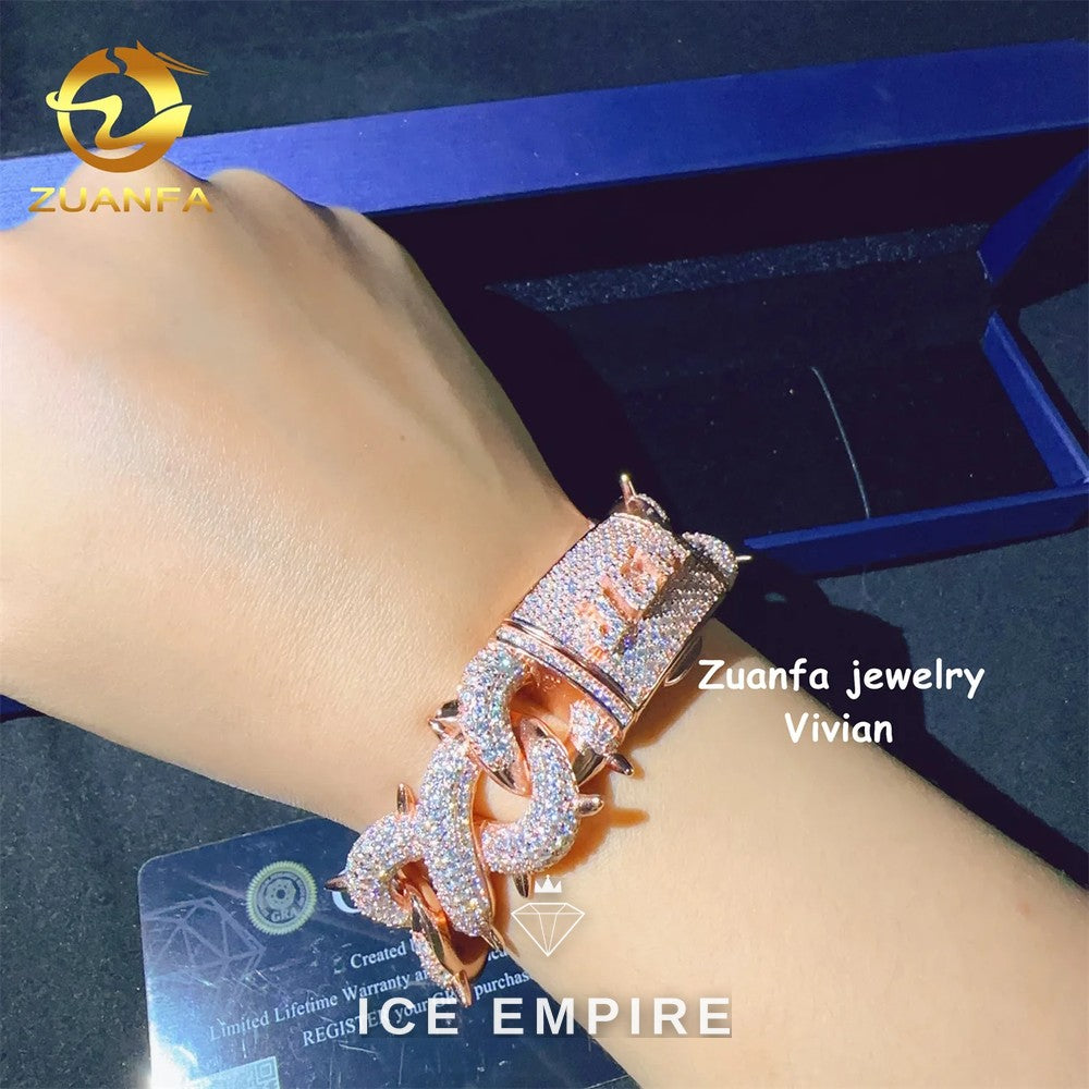 Iced Out 925 Silver Moissanite Cuban Chain