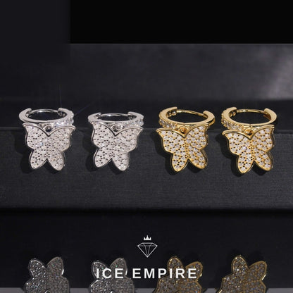 Iced Out 925 Silver Moissanite Hoop Earrings