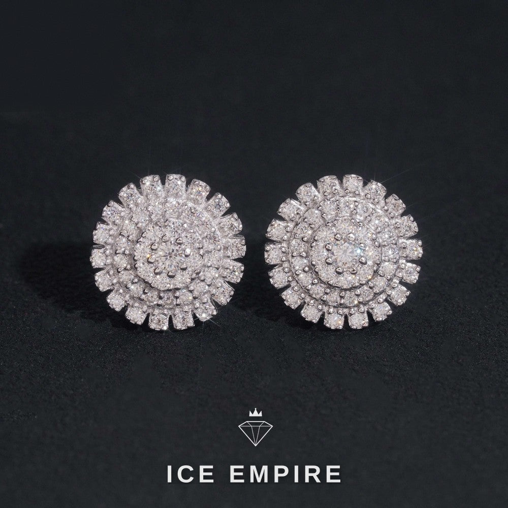 Iced Out 925 Silver Moissanite Stud Earrings