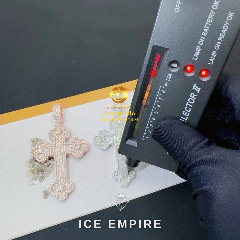 Iced Out Cross 925 Silver Moissanite Pendant
