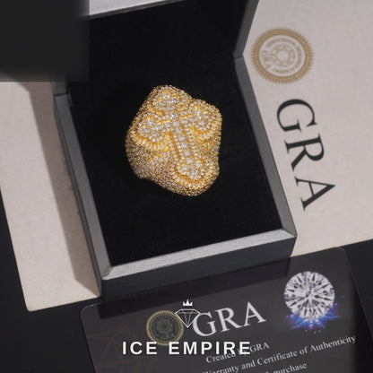 Iced Out Baguette Rose Gold Plated Moissanite Ring