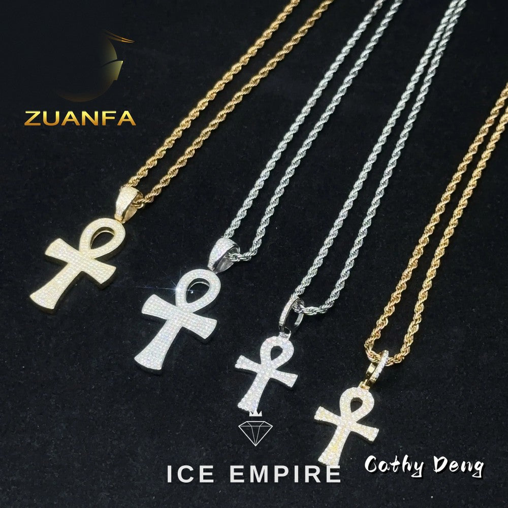 Iced Out Cross Rose Gold Plated Pendant