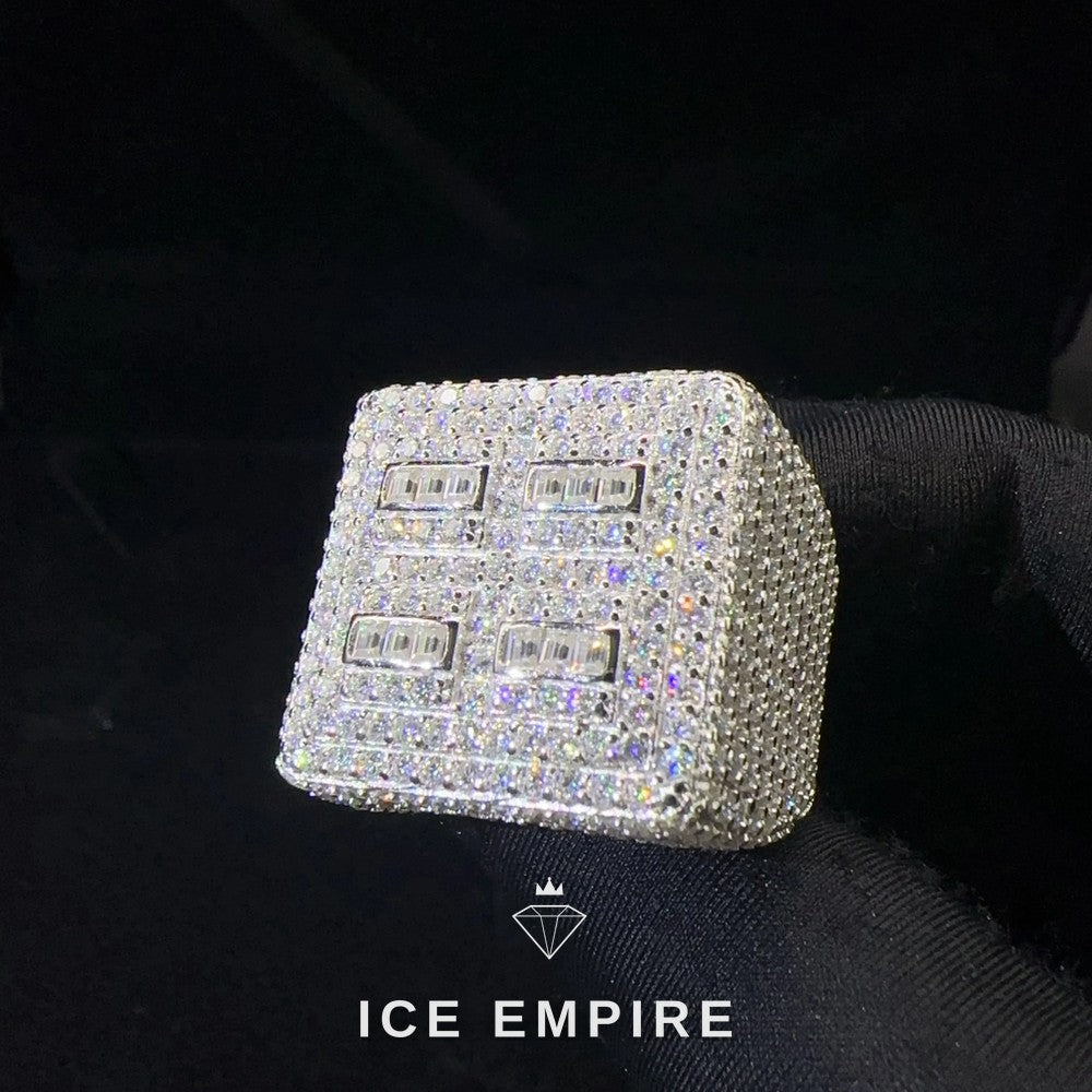 Iced Out 925 Silver Moissanite Ring